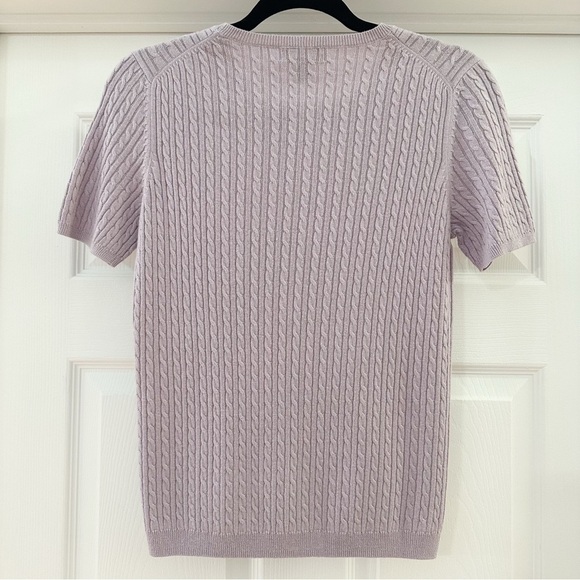 Brooks Brothers 346 Silk Cashmere Short Sleeve Cable Knit Sweater Top sz Small - Picture 4 of 5